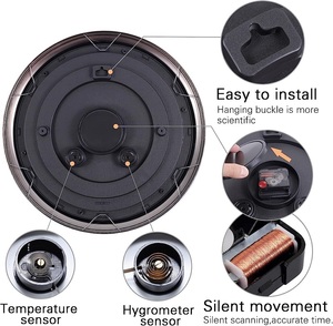 16 inch ngoài trời cổ đồng hồ treo tường kim loại không thấm nước Đồng hồ treo tường với nhiệt độ và độ ẩm Vòng im lặng lớn Retro đồng hồ - Product Image 3