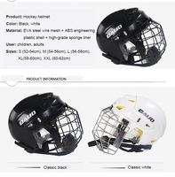 Casque de hockey professionnel noir et blanc en ABS certifié CE BD-160 S/M/L/XL pour adultes et enfants pour la course sur glace