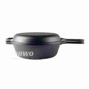 Poêle à pain 2 en 1 en fonte pré-assaisonnée avec couvercle et long manche - Product Image 2