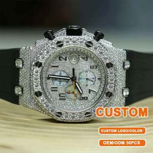 Reloj de Pulsera Deportivo Mecánico Automático de Alta Calidad, Personalizado, Lujoso, con Diamantes de Moissanita, Totalmente Cubierto de Piedras, Estilo Hip Hop - Product Image 1