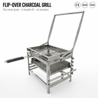 Barbecue à charbon de bois à bascule avec hauteur réglable, grille en acier inoxydable et foyer coulissant, taille personnalisée