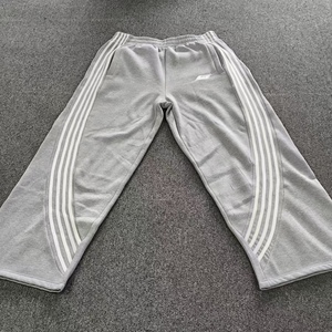 Grey <strong>White</strong> Stripe Plain Embroidery <strong>Jogger</strong> Double Pocket Baggy Sports <strong>Jogger</strong> French Terry Straight Leg <strong>Jogger</strong> - Product Image 1