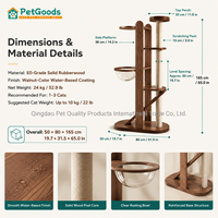 Arbre à chat en bois massif moderne à 4 niveaux avec poteau à gratter intégré, lit pour chat en sisal, mobilier pour petits espaces, OEM