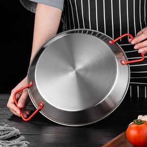High Quality 20cm Stainless Steel Gold Silver Eco-Friendly Korean Design Glass Cover Mini Flat Fry <strong>Pan</strong> Seafood Pot <strong>Paella</strong> <strong>Pan</strong> - Product Image 5
