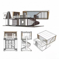 Maison conteneur modulaire détachable à deux étages avec escalier en colimaçon, fenêtre circulaire et écran en bois pour la vie en centre-ville