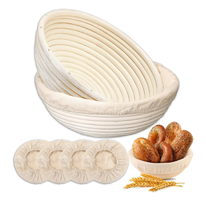 Flash Sale 9 Inch Round Natural Rattan Banneton Bread Sourdough Proofing Basket with <b>Liners</b> - Product Image 1