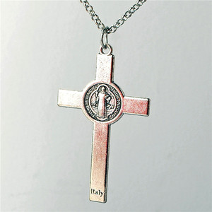 높은 품질 종교 보석 가톨릭 십자가 안티-실버 St.Benedict 펜던트 <span class=keywords><strong>50cm</strong></span> 길이 크로스 목걸이 도매 - Product Image 4