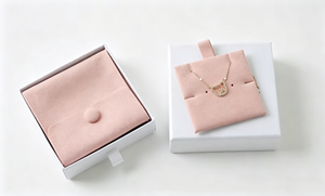 Eco‑friendly Custom Recyclable Microfiber velvet Jewelry Pouch Gift Box Sets Wholesale Snap Button Closure Embossed Logo - Product Image 2