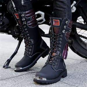 Bottes de chasse pour hommes en cuir véritable, bout rond, semelle extérieure en caoutchouc antidérapante, toutes saisons, semelle intermédiaire en EVA, doublure en polaire - Product Image 2