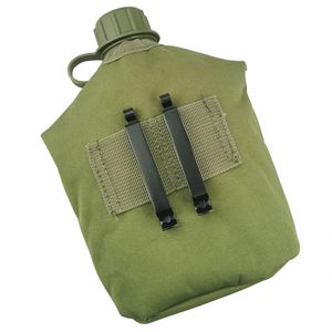 Muestra gratuita, precio de fábrica, cantimplora de lona para senderismo y camping, botellas de agua con vaso, cantimplora de PE. - Product Image 2