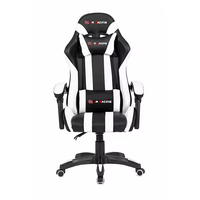 Chaise de jeu ergonomique moderne en cuir PU avec vérin à gaz à 3 positions, pivotante et inclinable, chaise de bureau noire pour ordinateur