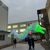 Poupée de dragon gonflable de 6 m de long à 3 têtes avec LED pour spectacle de lanternes nocturnes