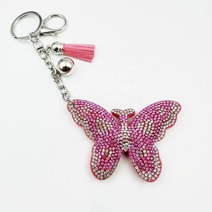 Bright Rhinestone Butterfly Keychain Alloy <b>Purse</b> Charms With Tassel Pendant Women Bag Accessories Bling <b>Key</b> Chain - Product Image 4