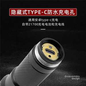 ไฟฉาย LED ซูมได้ แบตเตอรี่แบบชาร์จไฟได้ 4800 มิลลิแอมป์ ไฟทำงานกลางแจ้ง - Product Image 4