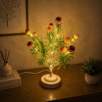 Lampu Bunga Hydrangea Pink Buatan LED, Lampu Dekorasi Bercahaya Putih Hangat untuk Dalam Ruangan, Dioperasikan dengan Baterai USB, untuk Thanksgiving