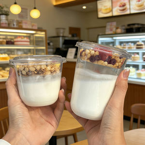 Kundenspezifisch Bedruckter Einweg-16oz-PET-Einwandbecher in U-Form, Biologisch Abbaubarer Plastikbecher für Desserts, Joghurt und Kaltgetränke mit Kuppeldeckel - Product Image 2