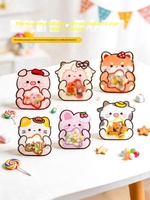 Sachets de friandises Kawaii en forme de lapin, cochon et chat, avec fenêtre transparente refermable à trois soudures latérales, pour biscuits, gâteaux et bonbons