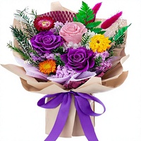 Bouquet de fleurs préservées, roses éternelles, fleurs pour toujours, livraison |   Cadeaux d'anniversaire pour maman, grand-mère, épouse, fête des mères Chine