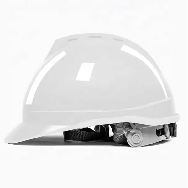 White V-Gard Cap HDPE Safety Helmet For Construction, Superior Impact Protection, Self Adjusting Crown Straps