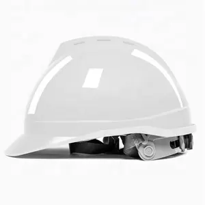 白色v型Gard帽高密度聚乙烯建筑安全帽，卓越的冲击保护，自动调节冠带