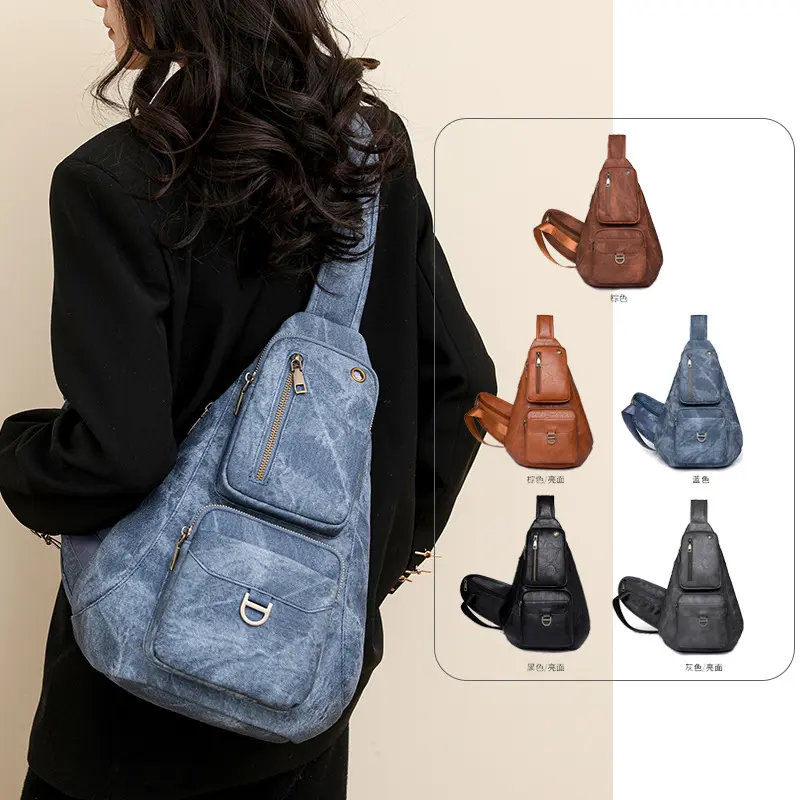 2024 New arrive Multifunction PU Women Shoulder Chest Bag Portable Small Pockets Ladies Sling Bag for women crossbody bag