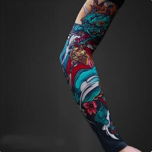 Manchons de bras style tatouage japonais, respirants, en soie glacée, anti-UV, rafraîchissants, pour moto, pêche, course à pied et activités de plein air - Product Image 1