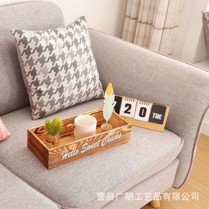 Bandeja de Almacenamiento de Madera Estilo Nórdico, Rectangular, Color Quemado, 2-3 Compartimentos, Tipo Vertical, Sin Tapa, Caja Decorativa para Baño - Product Image 2