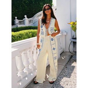 Completo Donna Casual con Scollo a V Senza Maniche e <span class=keywords><strong>Pantaloni</strong></span> Dritti Elasticizzati, Logo Personalizzabile, Vendita Diretta dalla Fabbrica - Product Image 6