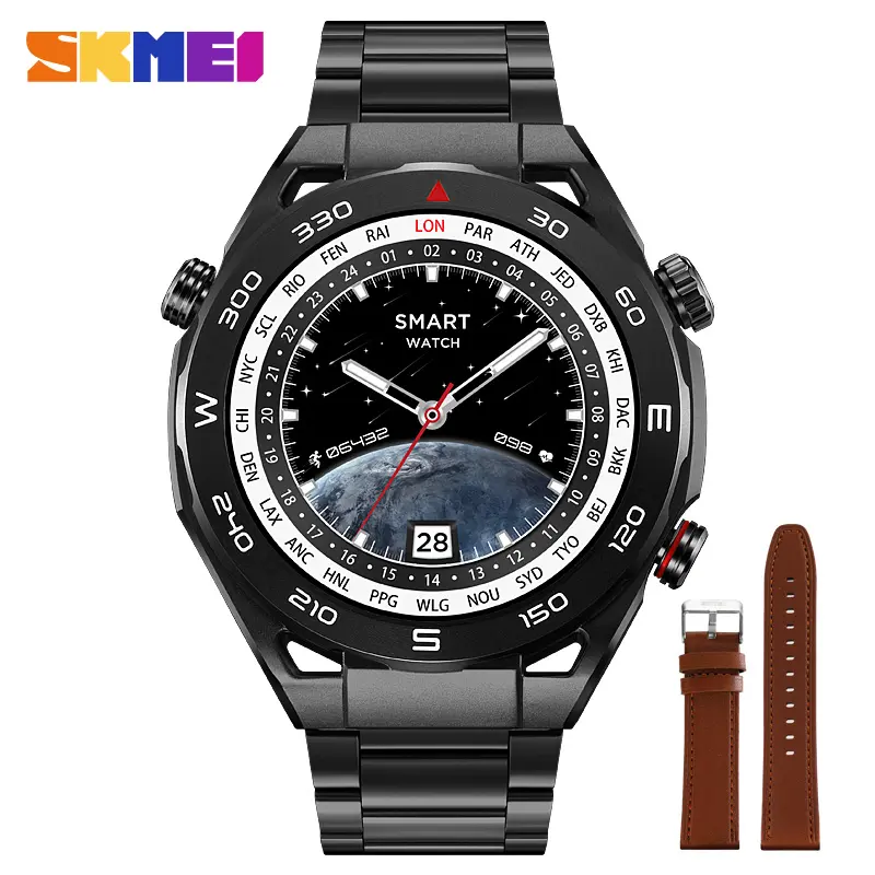 SKMEI S236 2023 custom GPS motion track relojes inteligentes sliver stainless steel IP67 smartwatch men sport smart watch