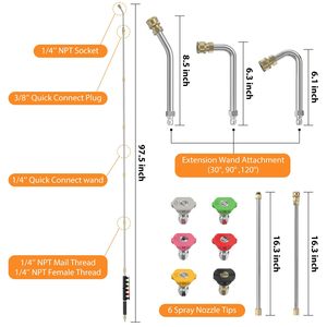 Stm High Pressure Washer <b>Extension</b> <b>Rod</b> Set 10 Pc Stainless Steel 1/4 Inch Quick Connect 4000Psi U Shape Nozzle Kit - Product Image 5
