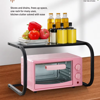Support simple pour four à micro-ondes en acier au carbone, 55 cm, avec bras arqués, pour bouteilles d'assaisonnements, condiments et couverts