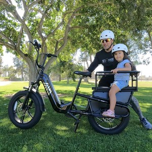 Vélo de ville électrique hybride avec panier, pour 2 enfants, avec barres de sécurité et repose-pieds pour siège arrière, disponible en entrepôt UE - Product Image 5