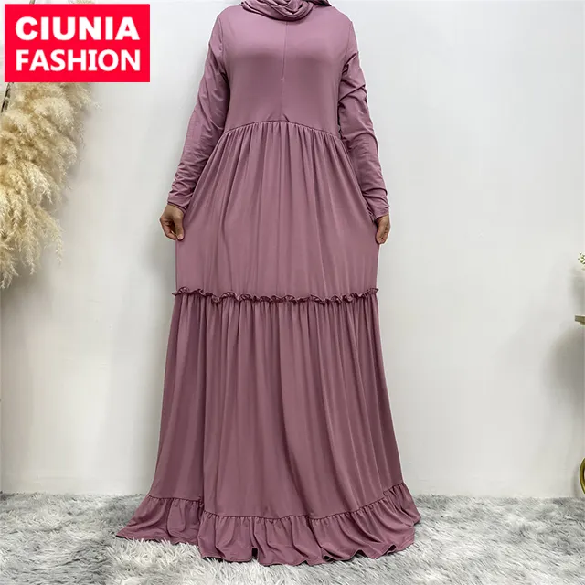 6378 # Modest Khimar Hijab Abaya Maxi vestito con sciarpa 8 colori musulmano medio oriente donne vestiti islamici