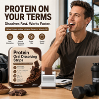 Bandes de protéines à dissolution orale sous marque privée, saveur chocolat fudge, pour la croissance musculaire et la lutte contre le stress oxydatif, film oral portable