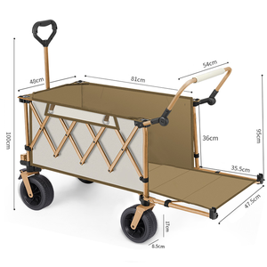 टेबल और सनछाता के साथ भारी शुल्क फोल्डेबल बीच पुल वैगन ट्रॉली को पुश रॉड के साथ पुश रॉड के साथ - Product Image 2