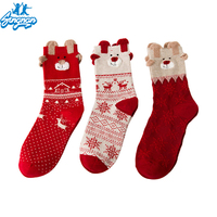 Chaussettes d'hiver jetables en coton respirant pour femmes, motif de dessin animé de Noël amusant, vente en gros