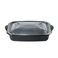 Boîte rectangulaire en plastique PP jetable écologique de 1100 ml, boîte d'emballage pour nouilles à emporter, récipient pour la préparation des repas au micro-ondes