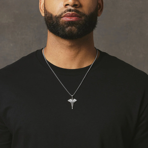 18k Plaqué Or Caducée Aile Serpents Pendentif En Acier Inoxydable Gothique Santé Dieu Grec bijoux Hommes Médecin Infirmière Cadeau - Product Image 6