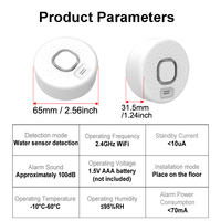 Kontrol Jarak Jauh APP Alarm Suara Mudah Dipasang Sensor Tetesan Cerdas Keamanan Rumah Dapur Tuya WiFi Detektor Kebocoran Air