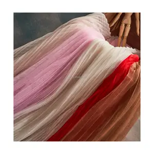 Vendita calda <span class=keywords><strong>Crepe</strong></span> Design 100% poliestere pieghettato morbido Tulle tessuto esagonale moda vestito gonna tessuto - Product Image 1