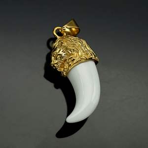 Hiphop 316L Stainless Steel <strong>lion</strong> Head Resin Wolf Teeth <strong>Pendant</strong> - Product Image 6