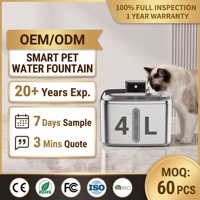 Fontaine à eau portable sans fil rechargeable pour animaux de compagnie avec filtre, rappel de filtration, en acier inoxydable, capacité 4L, ultra silencieuse, pour chats et chiens