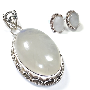 Sterling Silver rainbow Moonstone Silver Jewelry Sets Trendy Gemstone Natural Minimalist Unique Artisan Charm at wholesale price - Product Image 1