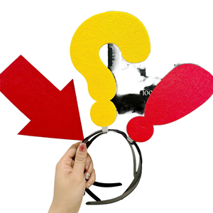 Fascia per capelli in tessuto resistente con simbolo freccia e punto <span class=keywords><strong>interrogativo</strong></span> Qibai, divertente e originale, ideale per concerti, performance, festival e lauree - Product Image 1