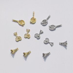 Tennis Racket And <b>Badminton</b> Shuttlecock Pendants Zinc Alloy Plated 10x16mm For Necklace Making Mixed Shapes GJ379 - Product Image 4
