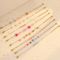 Accessoires pour femmes, bracelet en acier inoxydable fait à la main, tressé, perlé, bijoux floraux pour filles, bijoux d'amitié