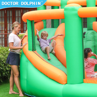 Château gonflable pour enfants Doctor Dolphin, en tissu Oxford, avec toboggan gonflable, facile à installer, pour une utilisation à domicile