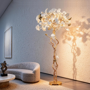 Custom Ginkgo Leaf Floor Lamp Copper Aluminum <strong>Branches</strong> White Gold Decorative <strong>Lighting</strong> Living Room Bedroom Restaurant Staircase - Product Image 2