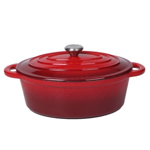 Casserole ovale <span class=keywords><strong>en</strong></span> <span class=keywords><strong>fonte</strong></span> émaillée bleu clair, 6,5 L, <span class=keywords><strong>cocotte</strong></span> pour tous les plats, antiadhésive, avec bouton <span class=keywords><strong>en</strong></span> acier inoxydable - Product Image 5