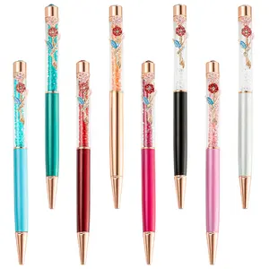 Custom new flower pen holder Japan fashion Crystal floating glitter pen Herbarium ballpoint pen